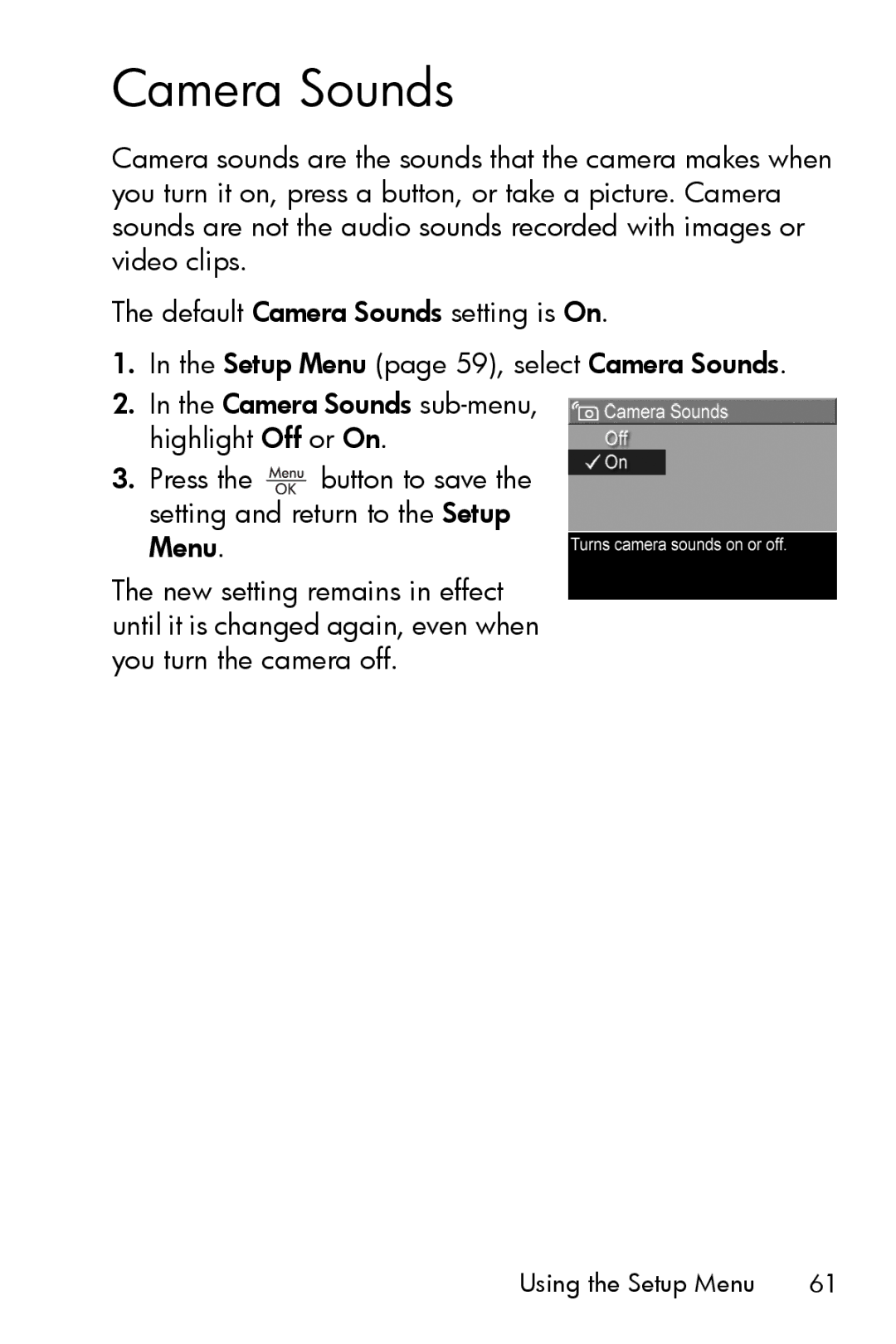 HP E327 manual Camera Sounds 