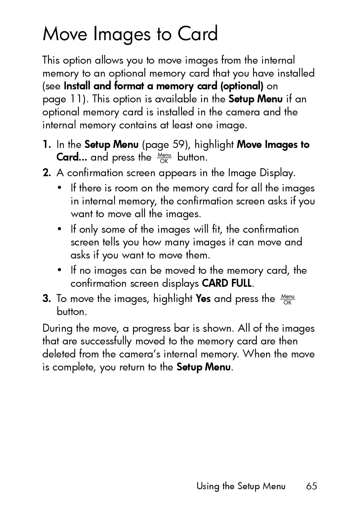 HP E327 manual Move Images to Card 