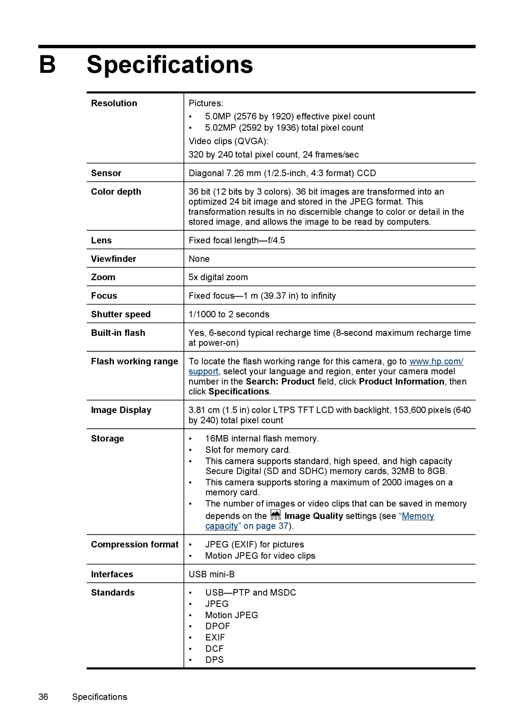 HP E330 manual Specifications 