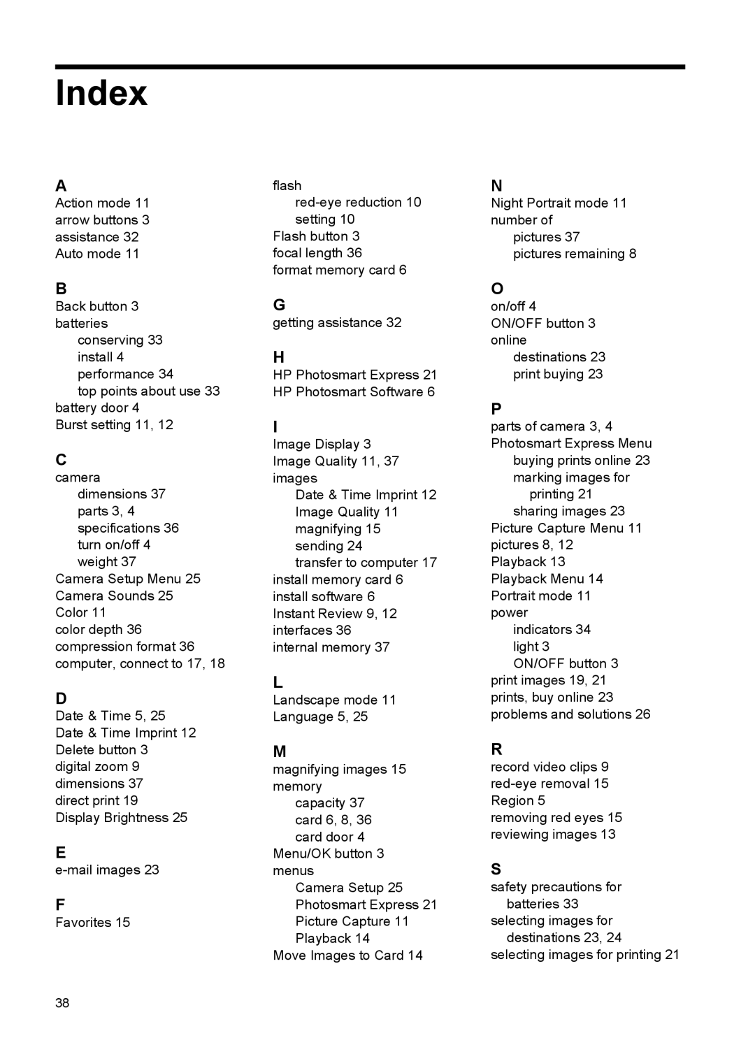 HP E330 manual Index 