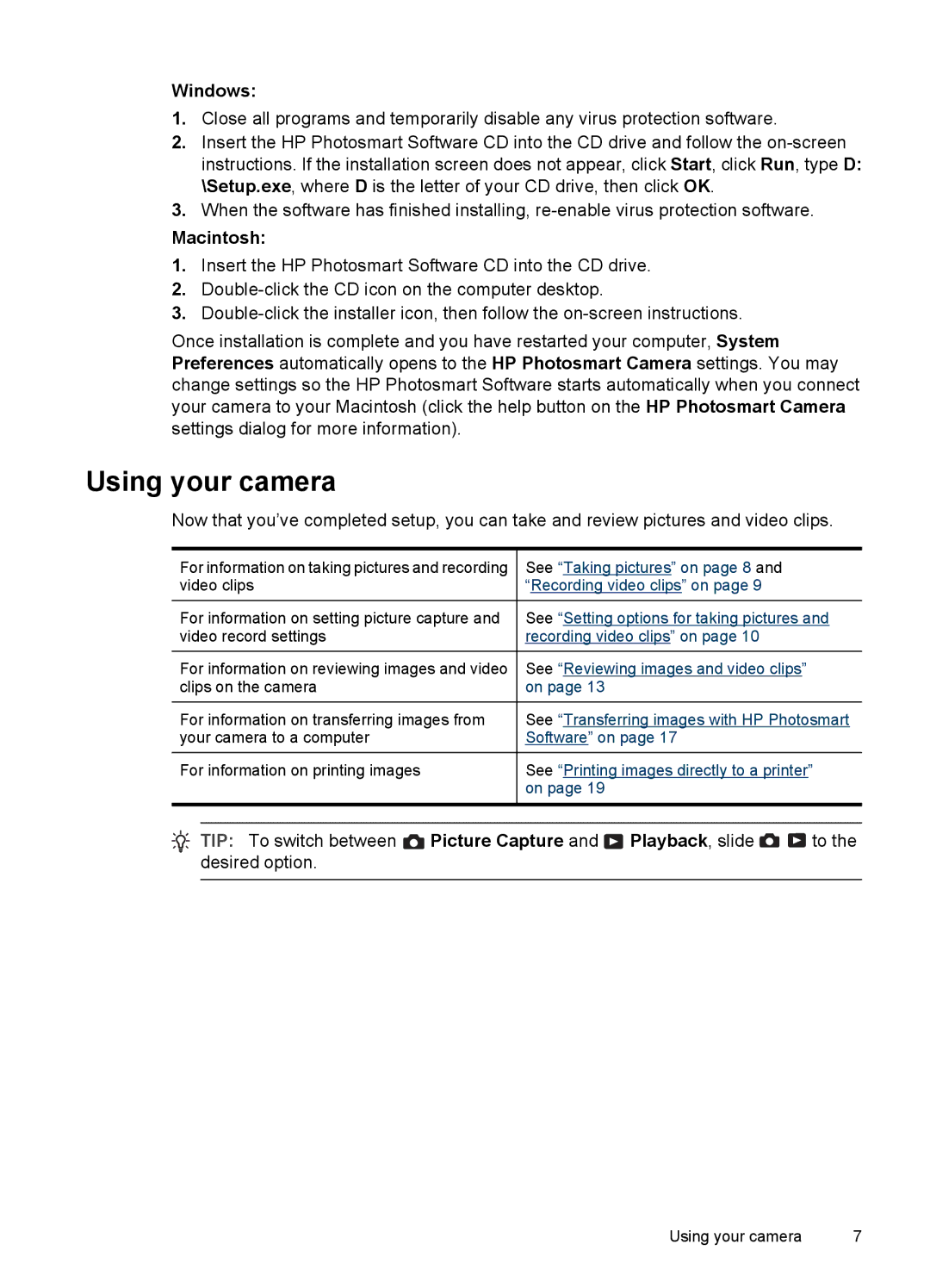 HP E330 manual Using your camera, Windows, Macintosh 