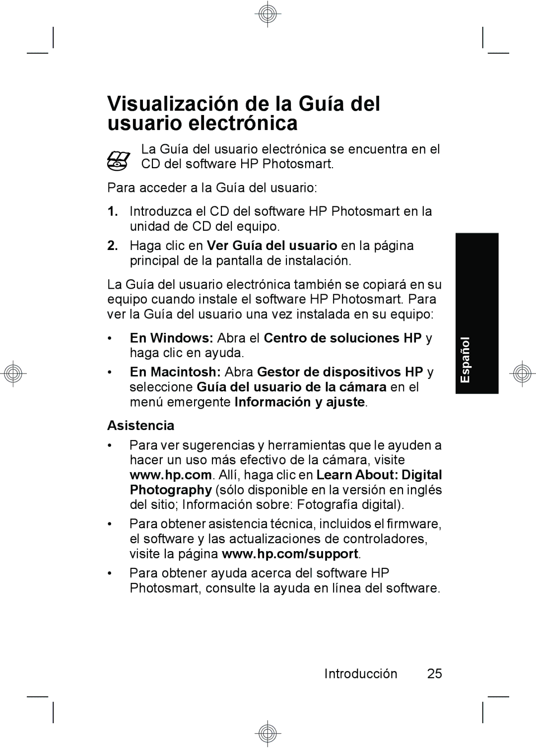 HP E330 manual Visualización de la Guía del usuario electrónica 