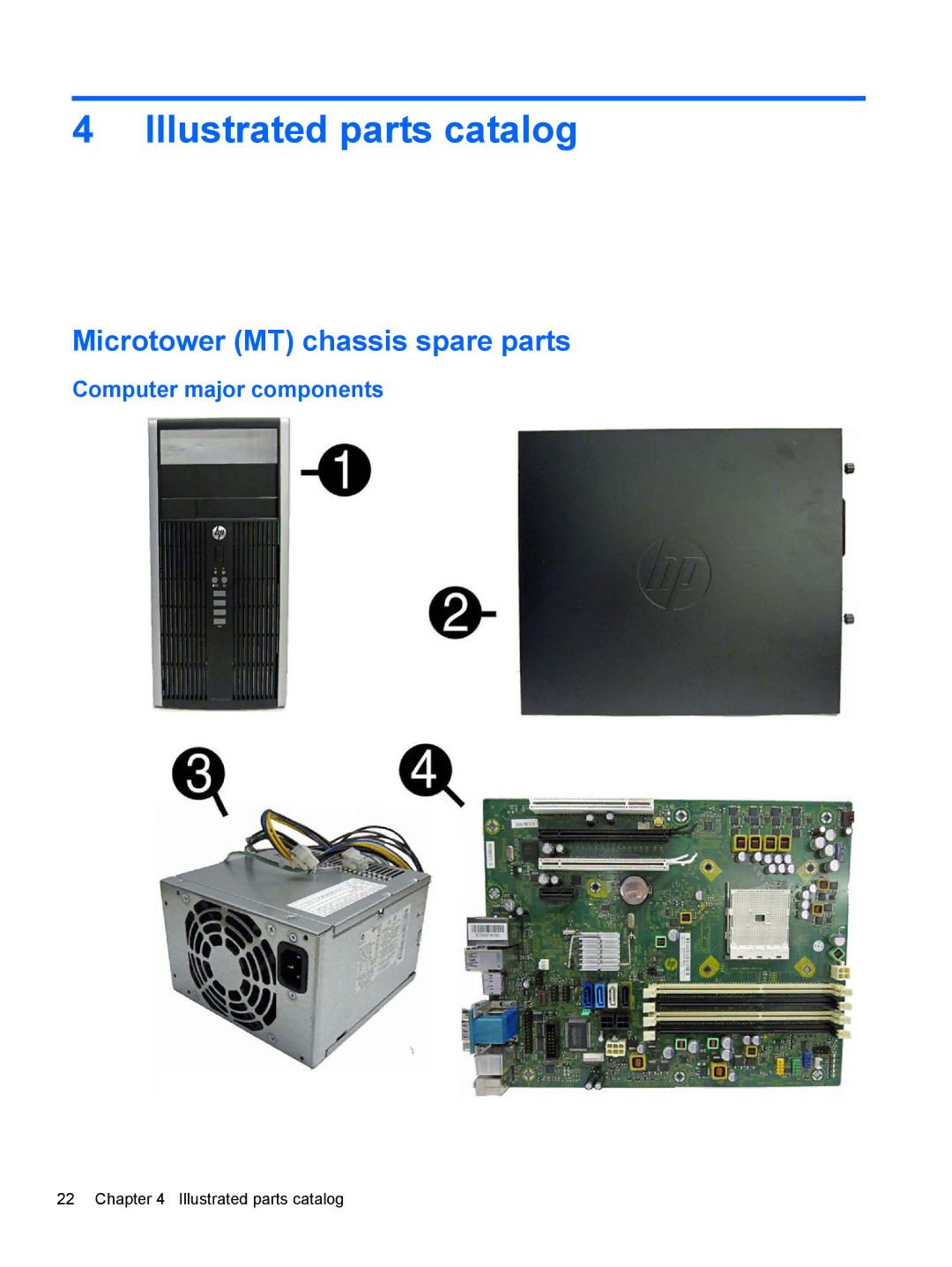 HP E3S36UT#ABA, E3S33UT#ABA, Pro 6305 C1E21UT#ABA manual Microtower MT chassis spare parts, Computer major components 