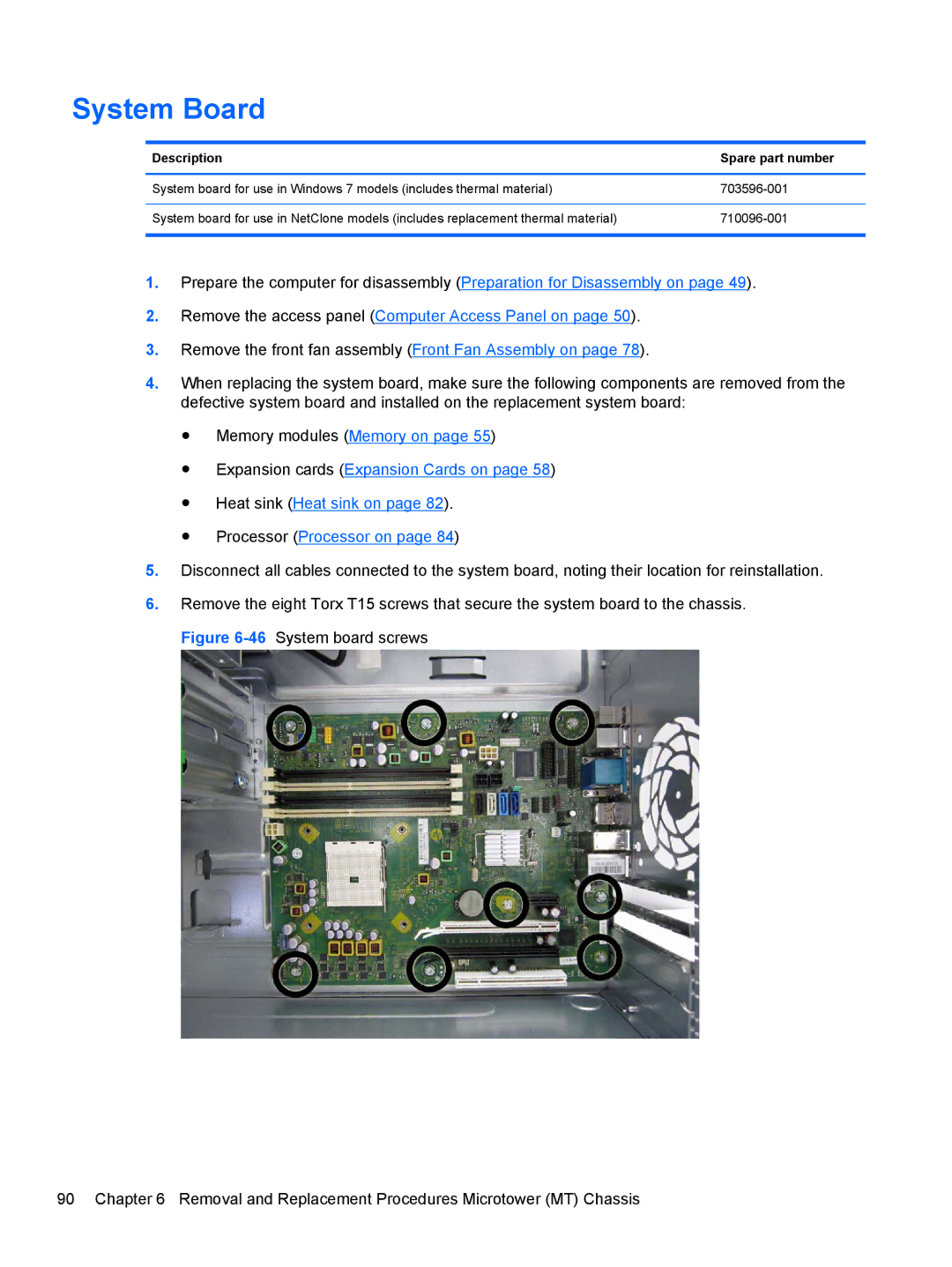 HP Pro 6305 C1E21UT#ABA, E3S36UT#ABA, E3S33UT#ABA manual System Board 