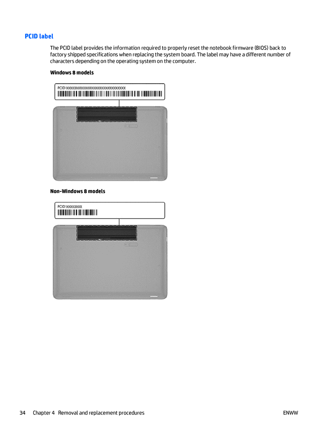 HP E3U59UT 15.6' E3U59UT#ABA manual Pcid label 