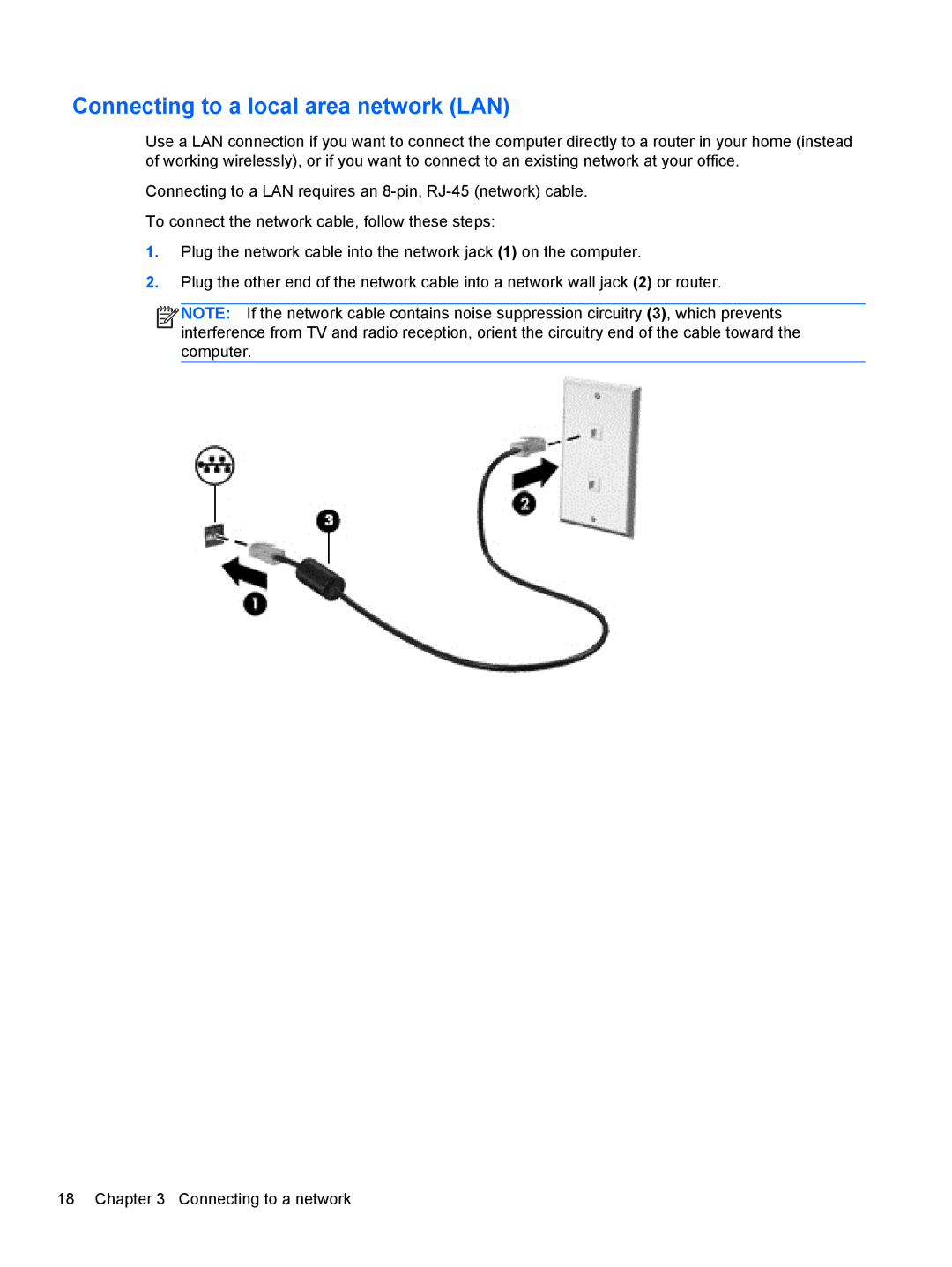 HP B2F59EC, E3U63UT#ABA, E0P69UA#ABA, D1E91UA#ABA, C2N26UA#ABA, D1E07UAABA, C2M41UA#ABA Connecting to a local area network LAN 