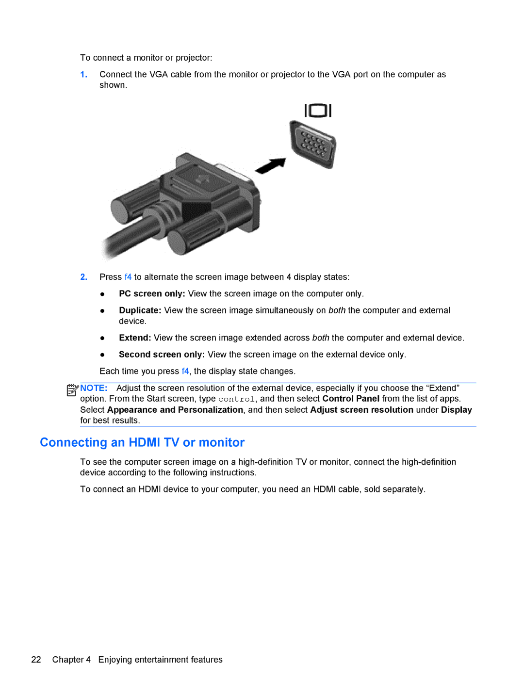 HP E3U63UT#ABA, E0P69UA#ABA, D1E91UA#ABA, C2N26UA#ABA, D1E07UAABA, C2M41UA#ABA, B2F59EC manual Connecting an Hdmi TV or monitor 