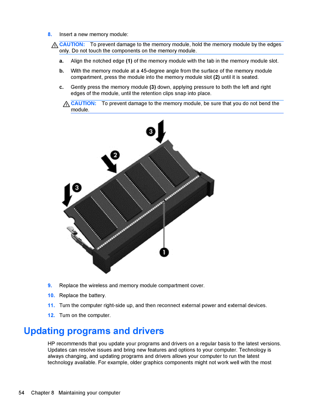 HP D1E91UA#ABA, E3U63UT#ABA, E0P69UA#ABA, C2N26UA#ABA, D1E07UAABA, C2M41UA#ABA, B2F59EC manual Updating programs and drivers 