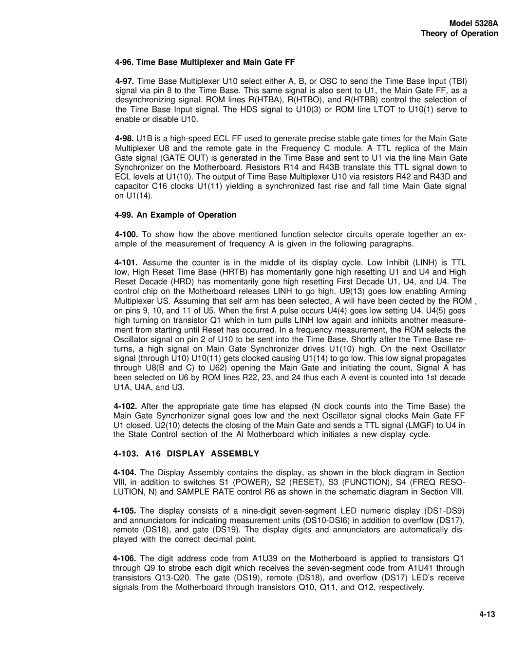 HP E42 manual An Example of Operation, 103.A16 Display Assembly 