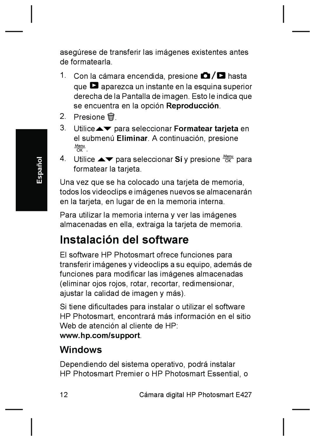 HP E427 manual Instalación del software 