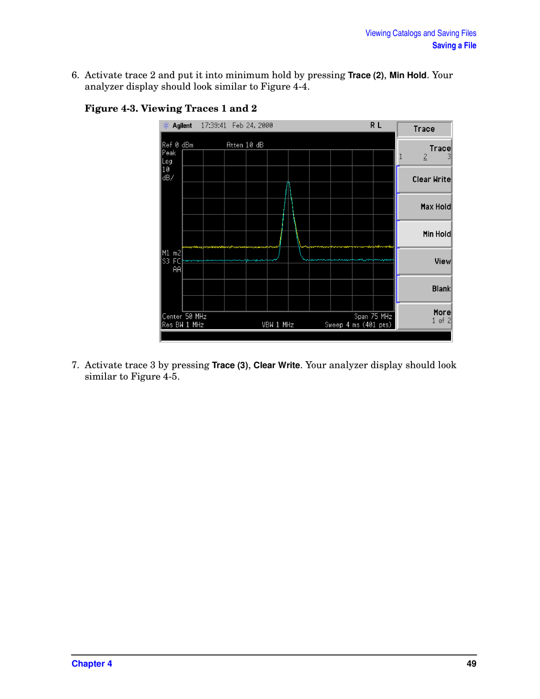 HP E4443A, E4448A, E4446A, E4440A, E4445A manual Viewing Traces 1 