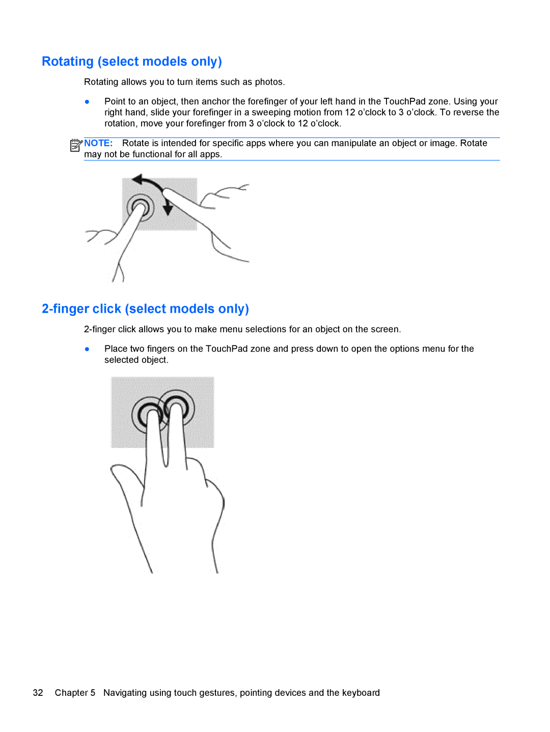 HP E4S13UA#ABA, E4S20UA#ABA, E4S17UA#ABA, 17.3 E0K82UA#ABA manual Rotating select models only, Finger click select models only 