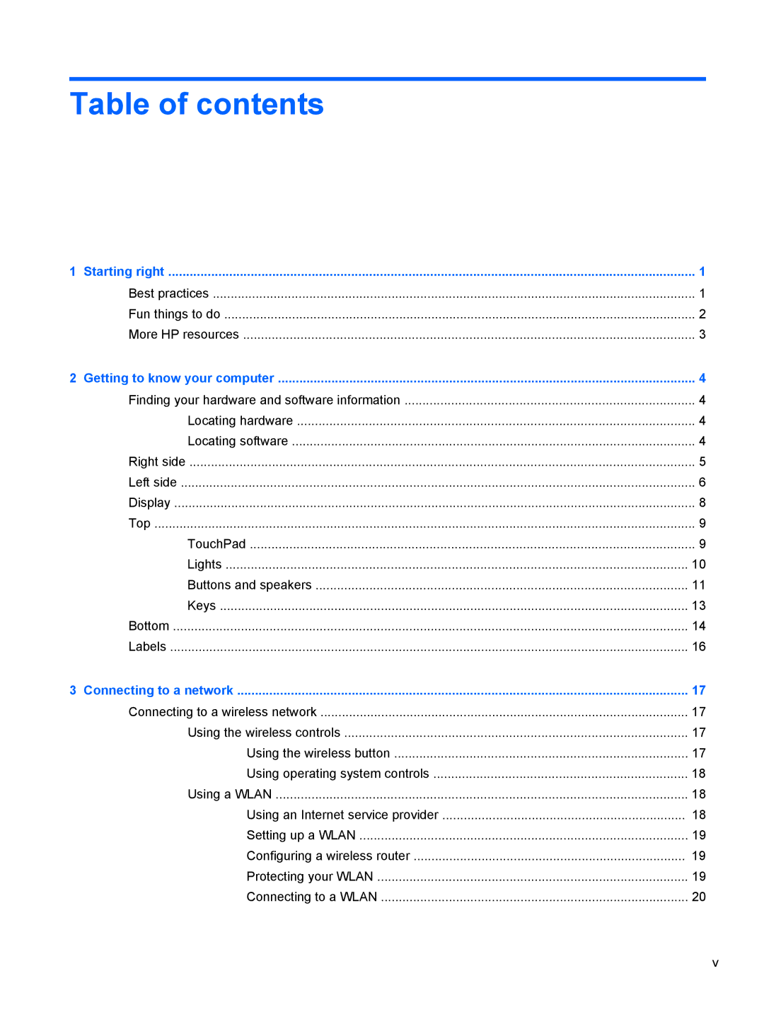 HP E4S17UA#ABA, E4S20UA#ABA, E4S13UA#ABA, 17.3 E0K82UA#ABA manual Table of contents 