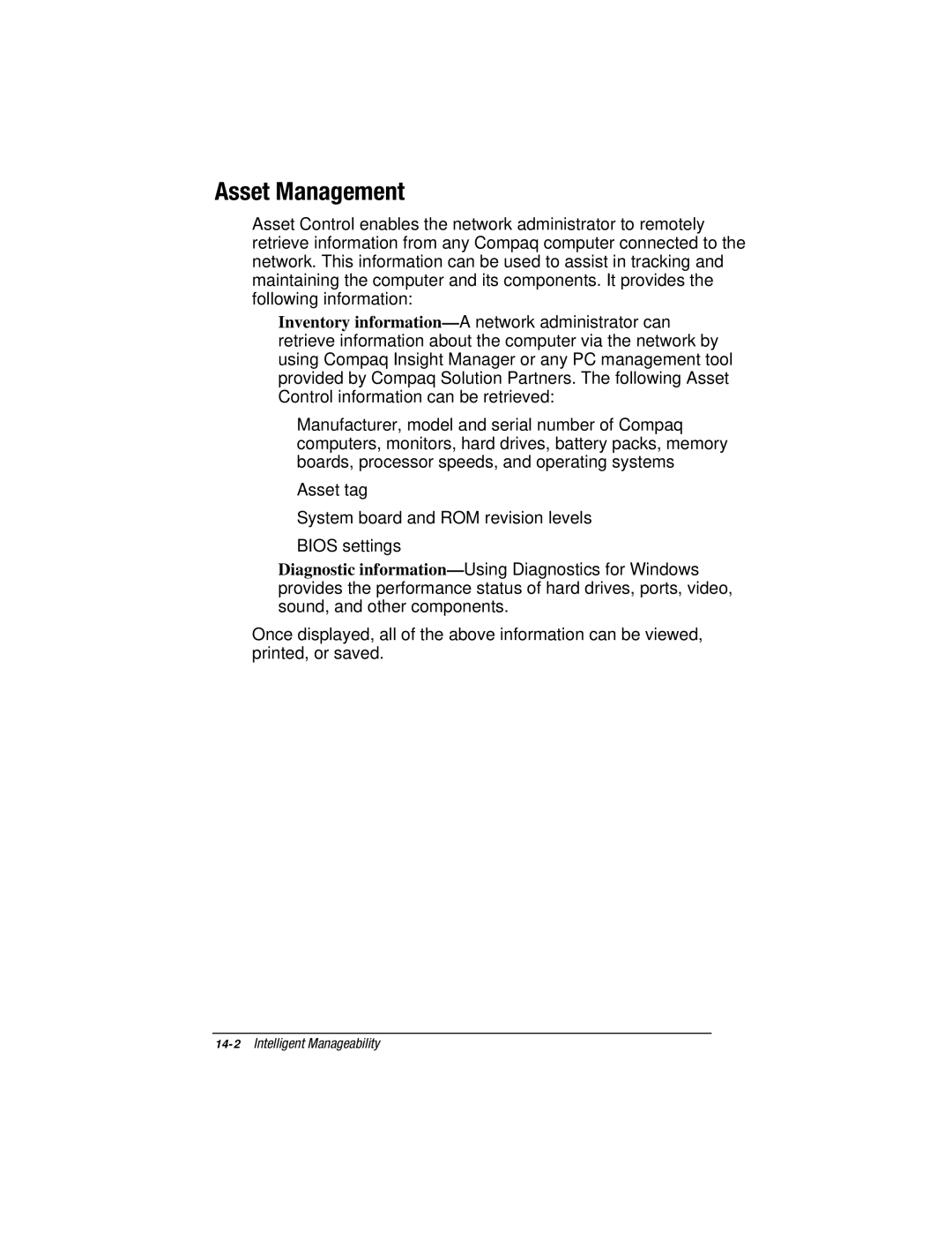 HP e500s manual Asset Management 