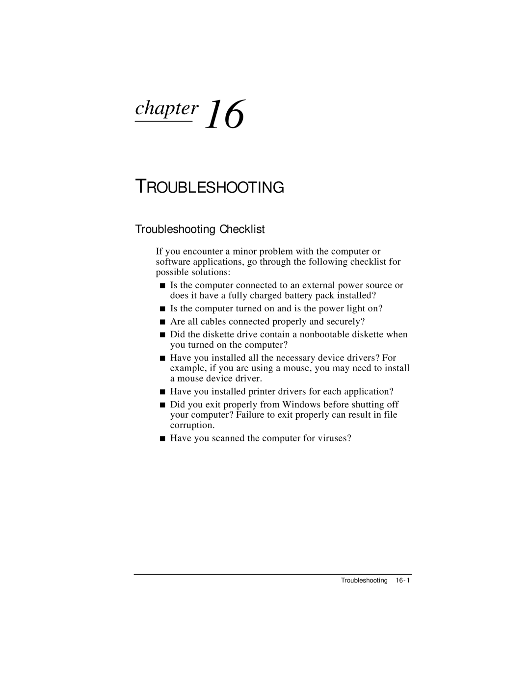 HP e500s manual Troubleshooting Checklist 