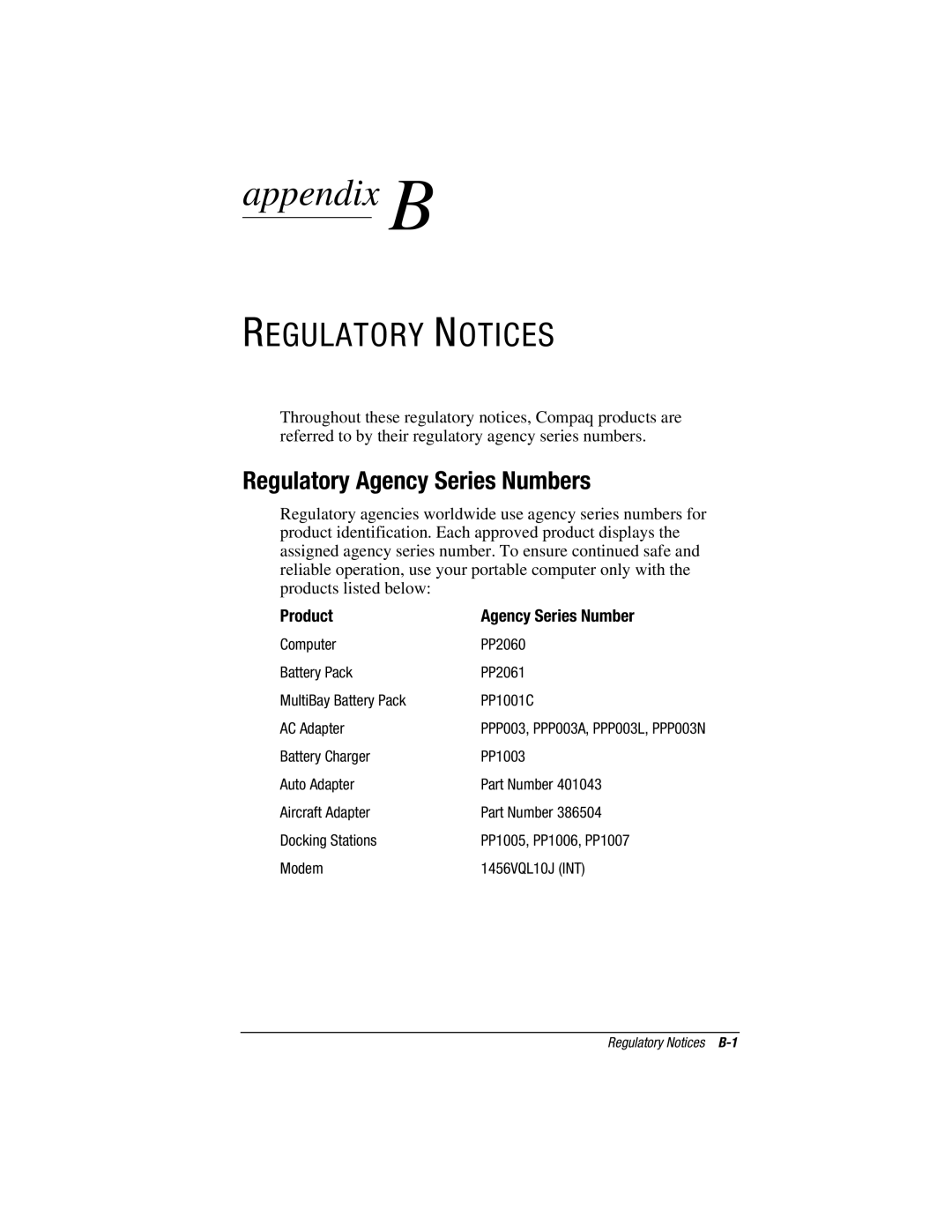 HP e500s manual Regulatory Notices, Regulatory Agency Series Numbers 