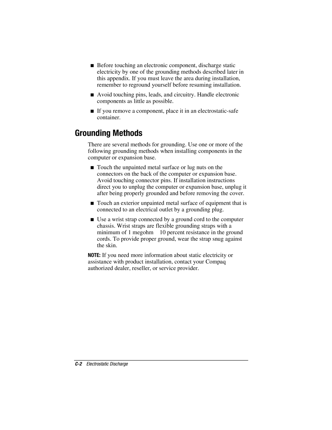 HP e500s manual Grounding Methods 