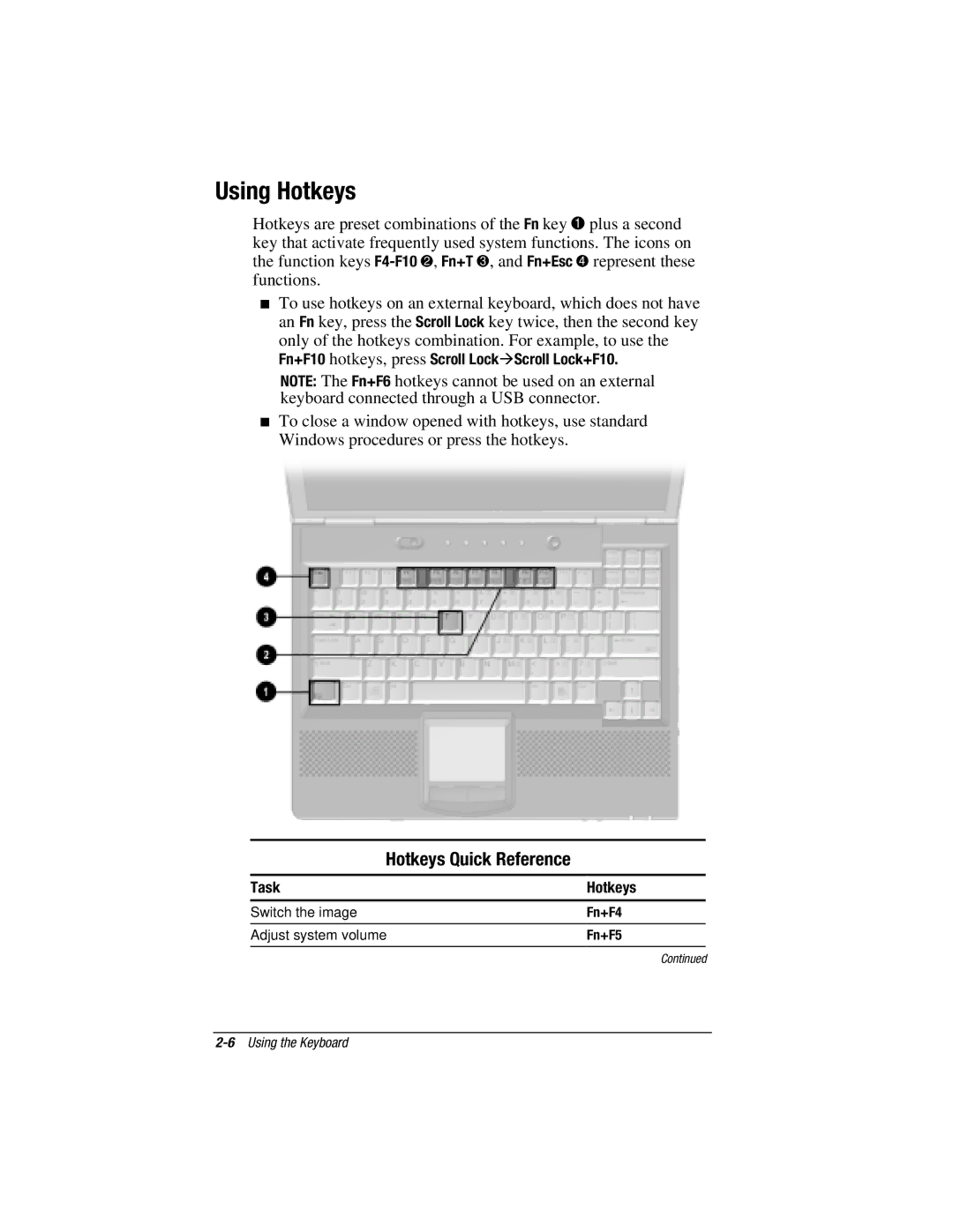 HP e500s manual Using Hotkeys, Hotkeys Quick Reference, Task Hotkeys 