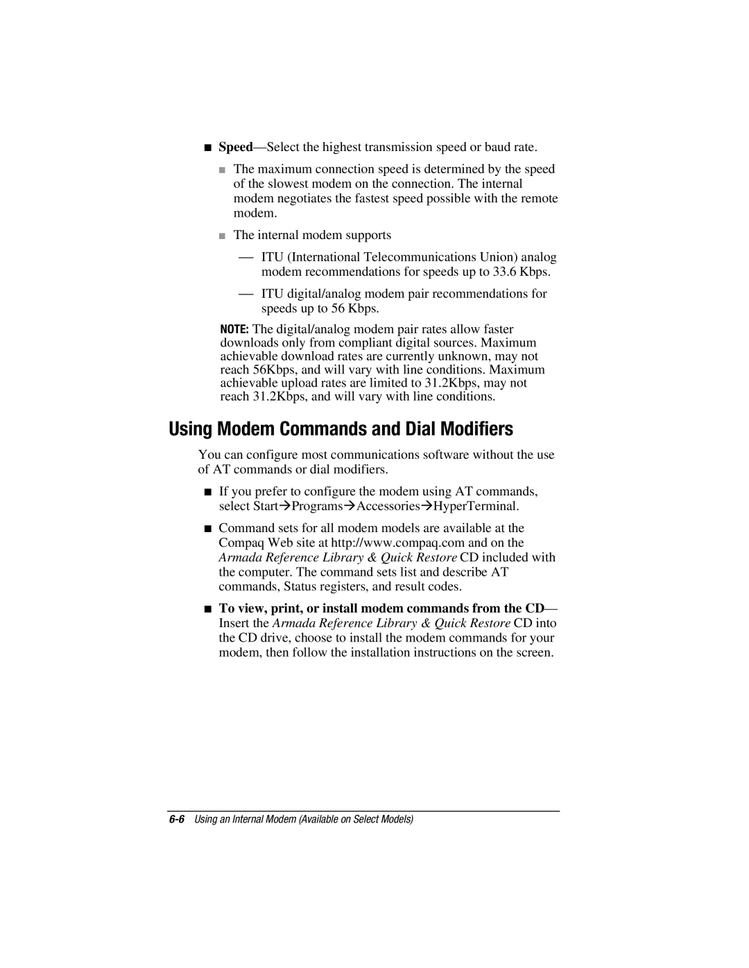 HP e500s manual Using Modem Commands and Dial Modifiers 