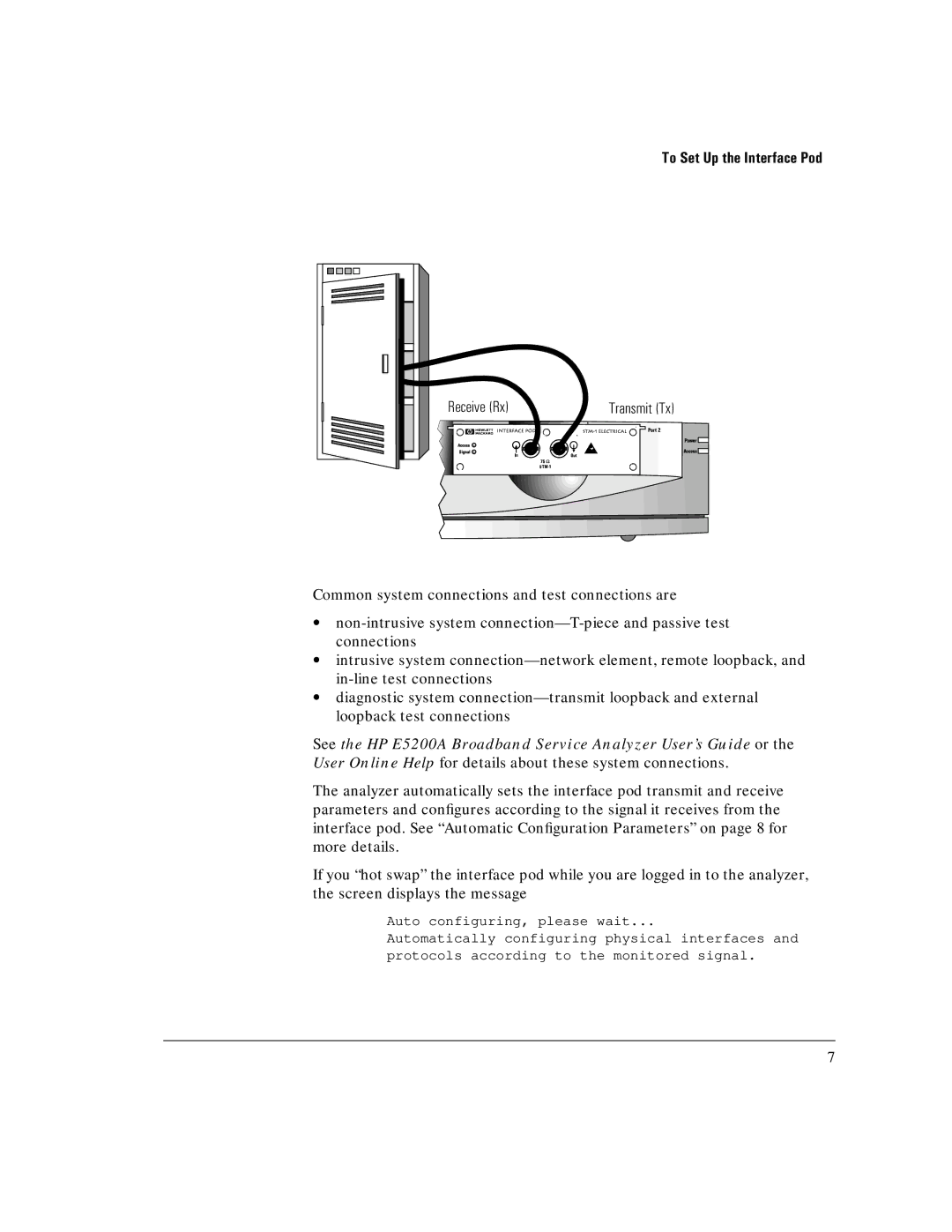 HP E5123A manual Receive Rx 