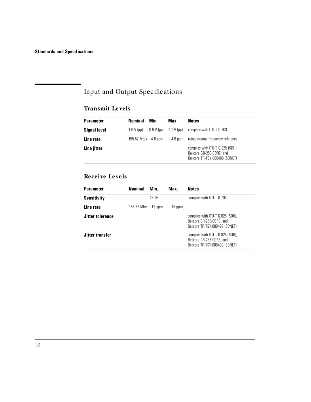 HP E5123A manual Input and Output Speciﬁcations 