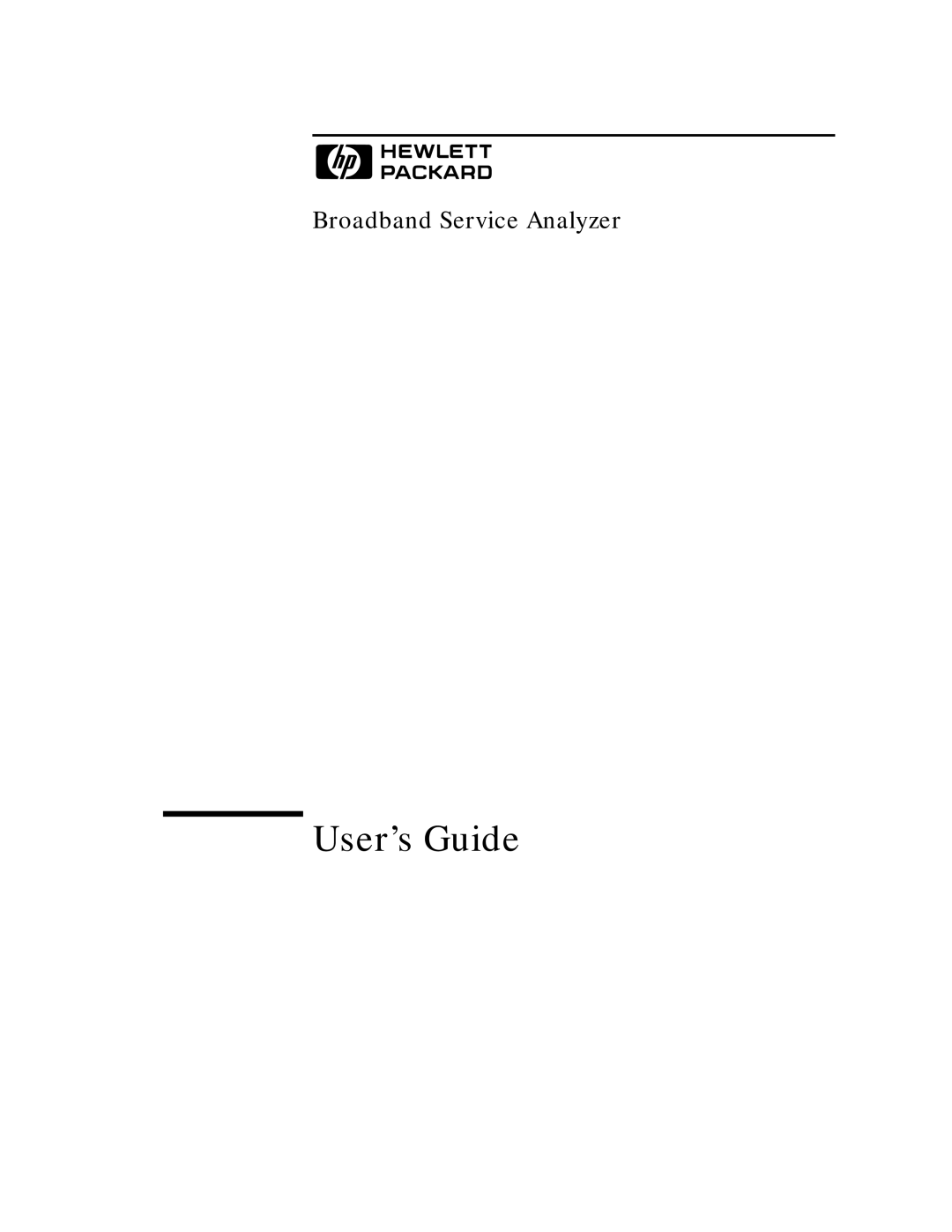HP E5200A manual User’s Guide, Broadband Service Analyzer 