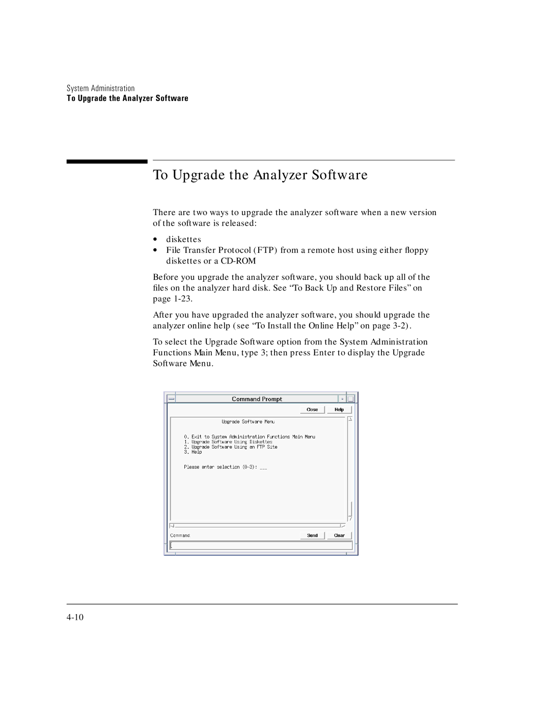 HP E5200A manual To Upgrade the Analyzer Software 