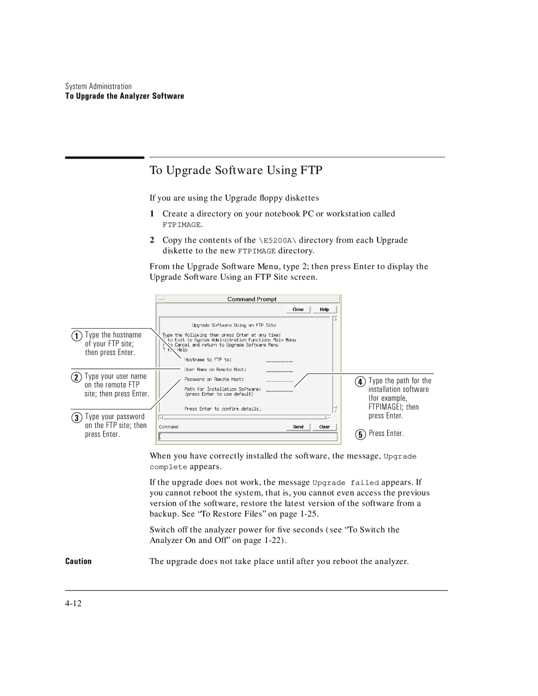 HP E5200A manual To Upgrade Software Using FTP 