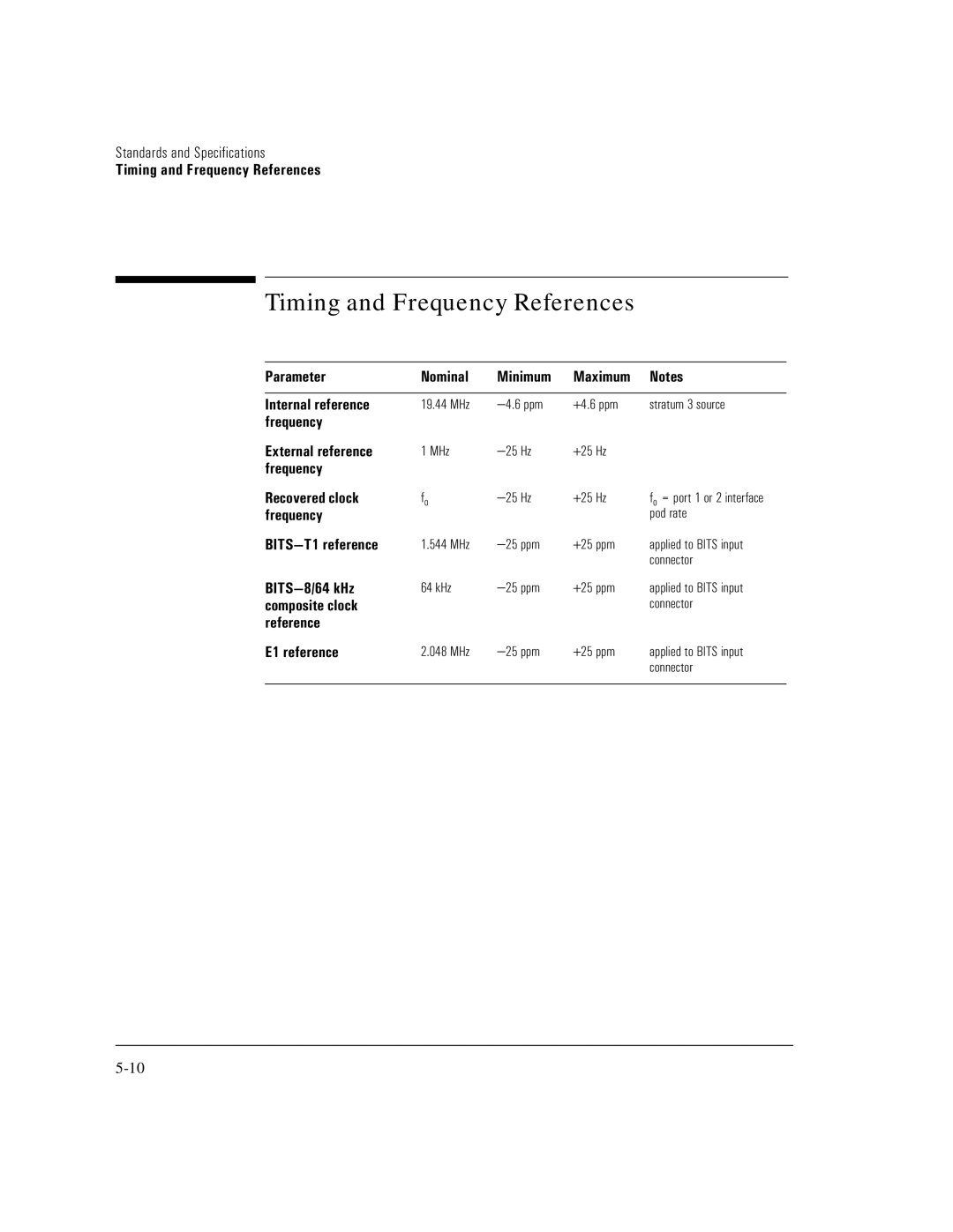 HP E5200A manual Timing and Frequency References 