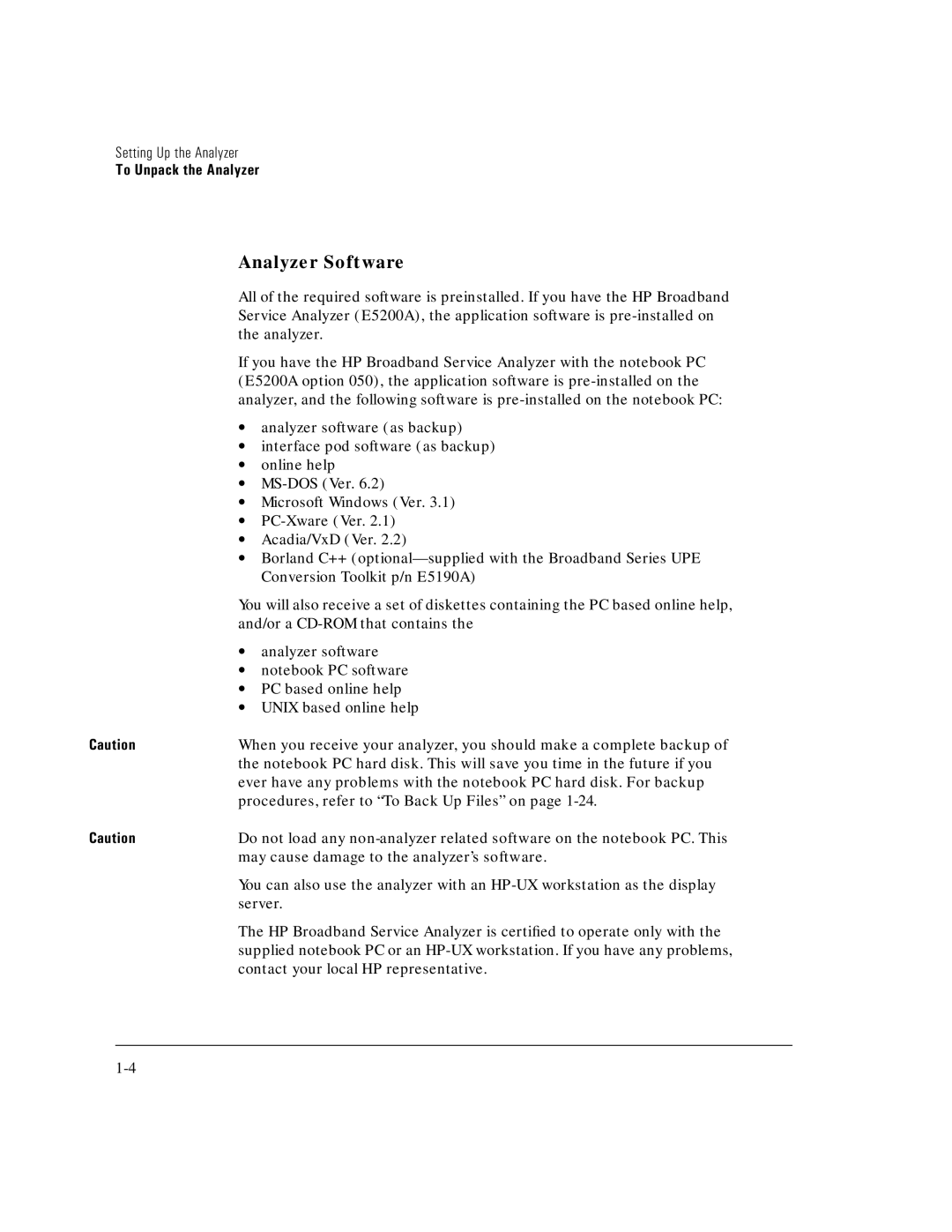 HP E5200A manual Analyzer Software 