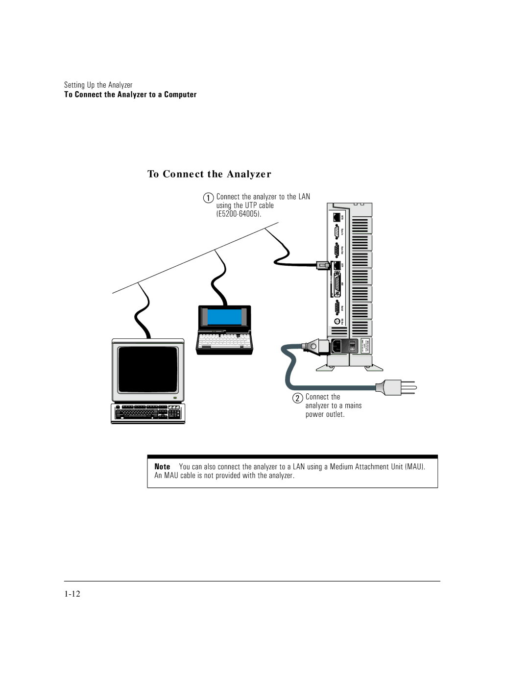 HP E5200A manual To Connect the Analyzer, Connect the analyzer to the LAN 