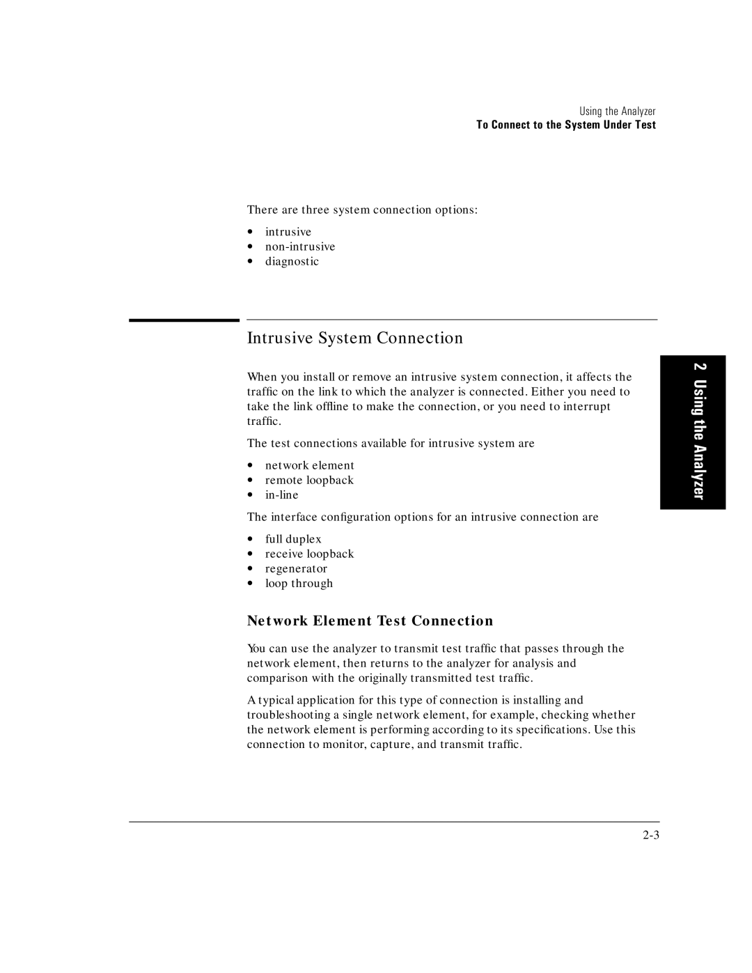 HP E5200A manual Intrusive System Connection, Network Element Test Connection 