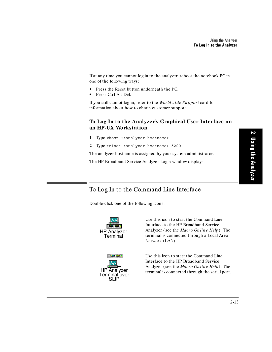 HP E5200A manual To Log In to the Command Line Interface, Slip 