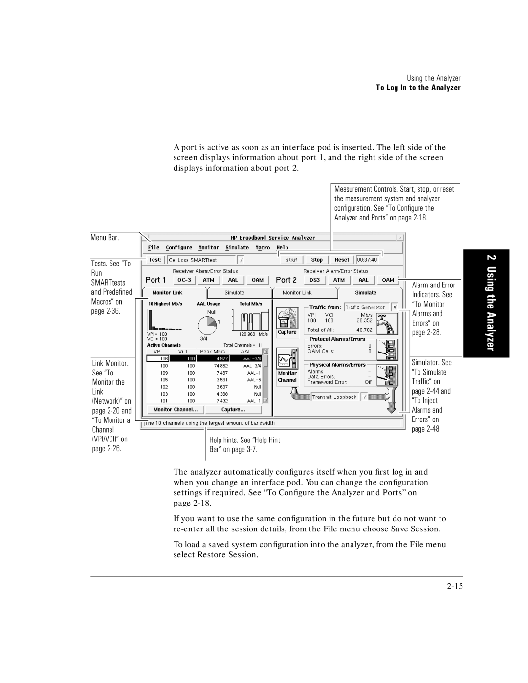 HP E5200A manual Alarm and Error, Help hints. See Help Hint Bar on 