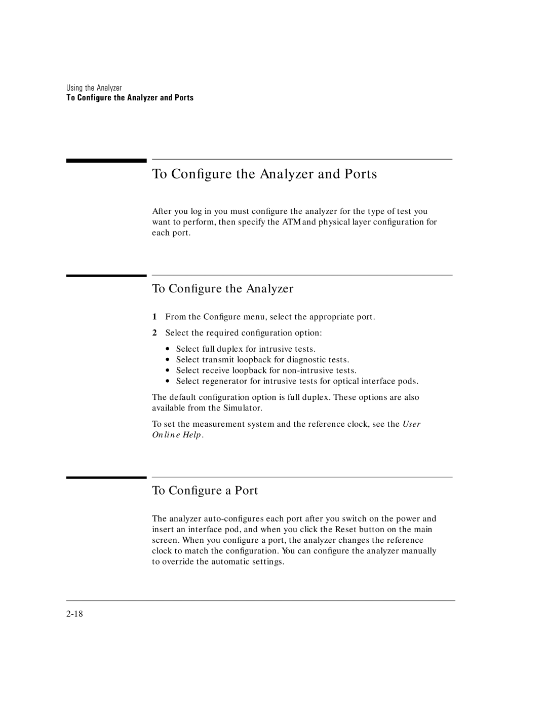 HP E5200A manual To Conﬁgure the Analyzer and Ports, To Conﬁgure a Port 