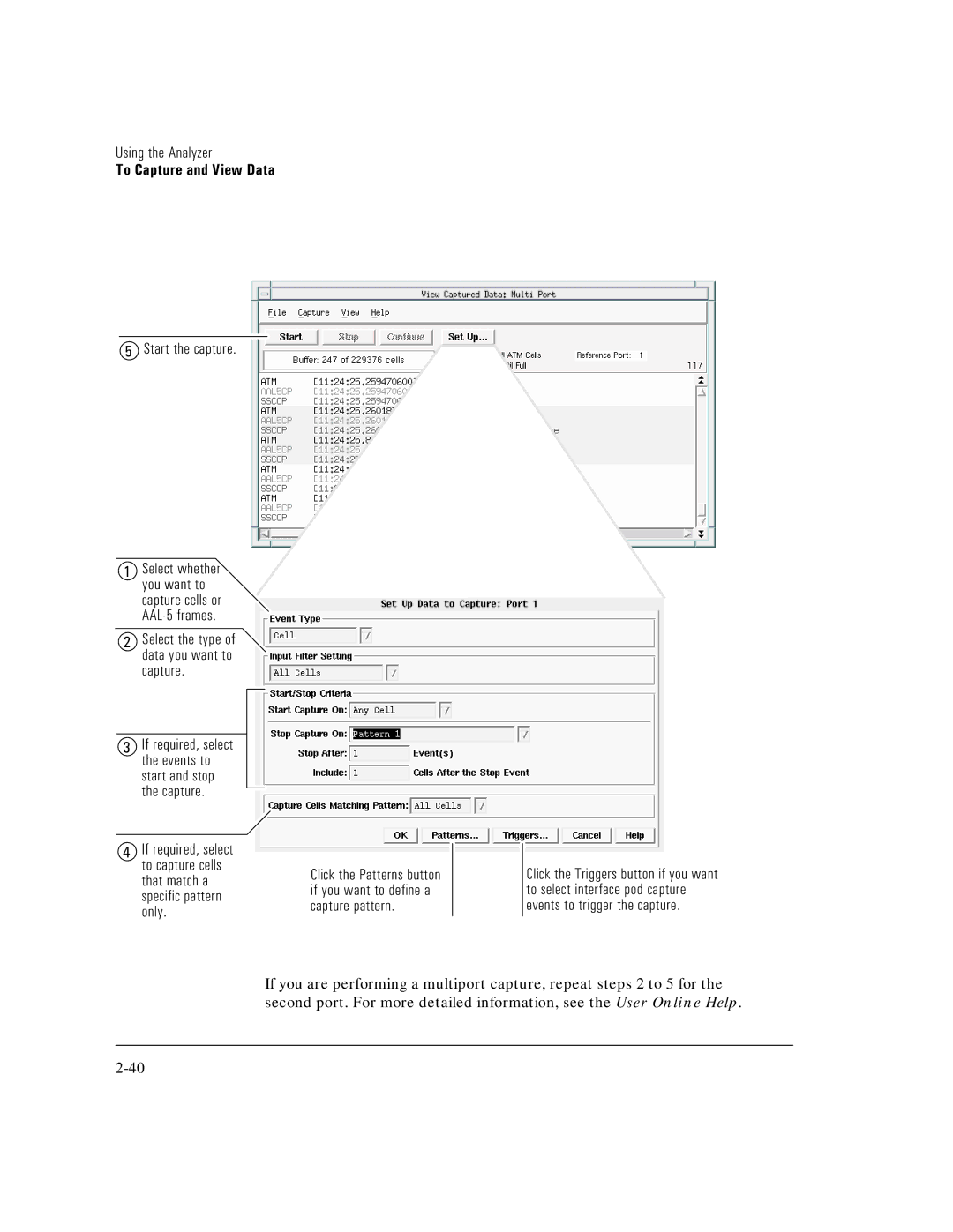 HP E5200A manual Start the capture, Capture 