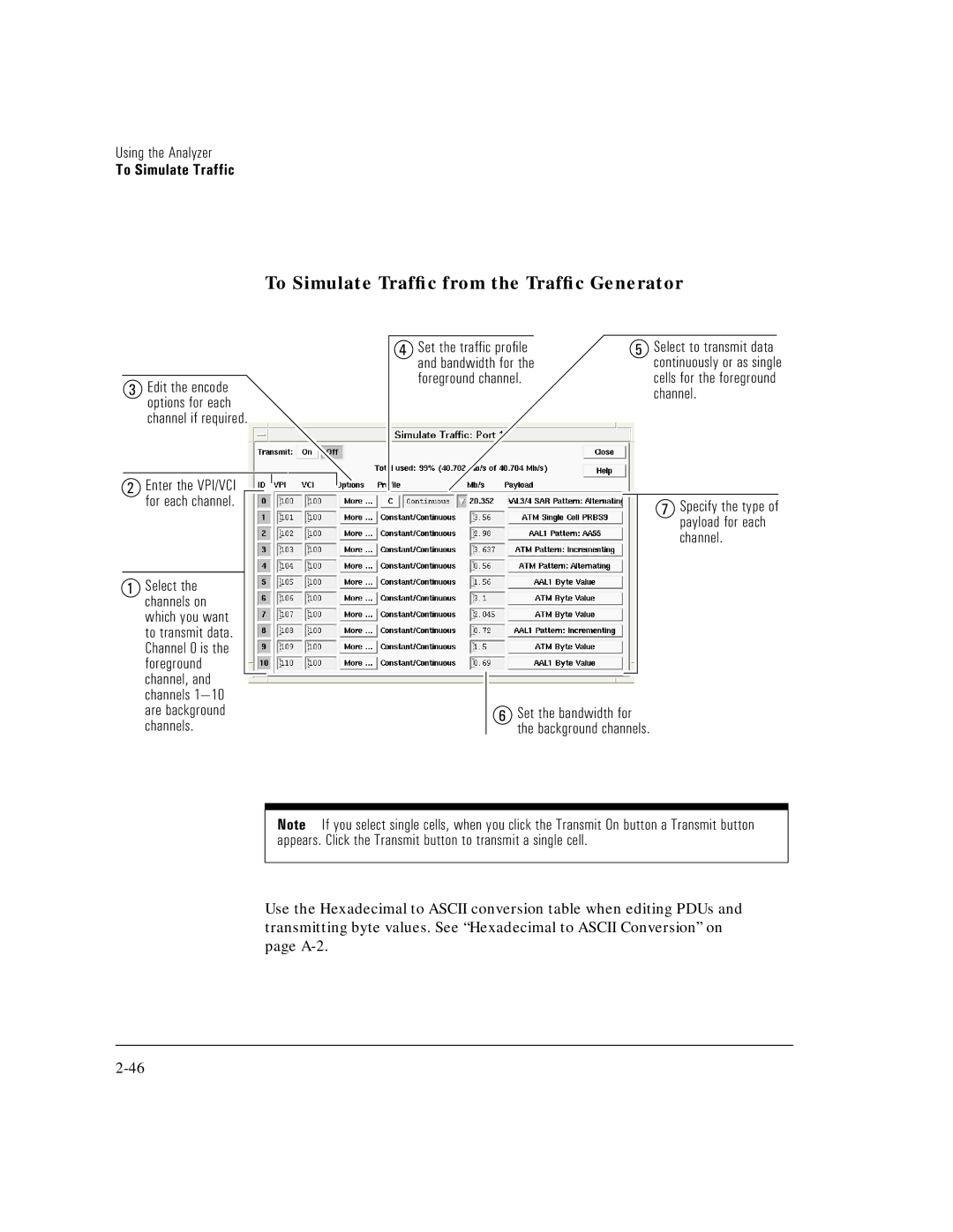 HP E5200A manual To Simulate Trafﬁc from the Trafﬁc Generator, Select Channels on, Foreground Channel 