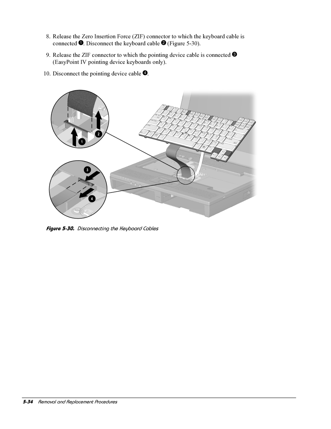 HP E700 manual Disconnecting the Keyboard Cables 