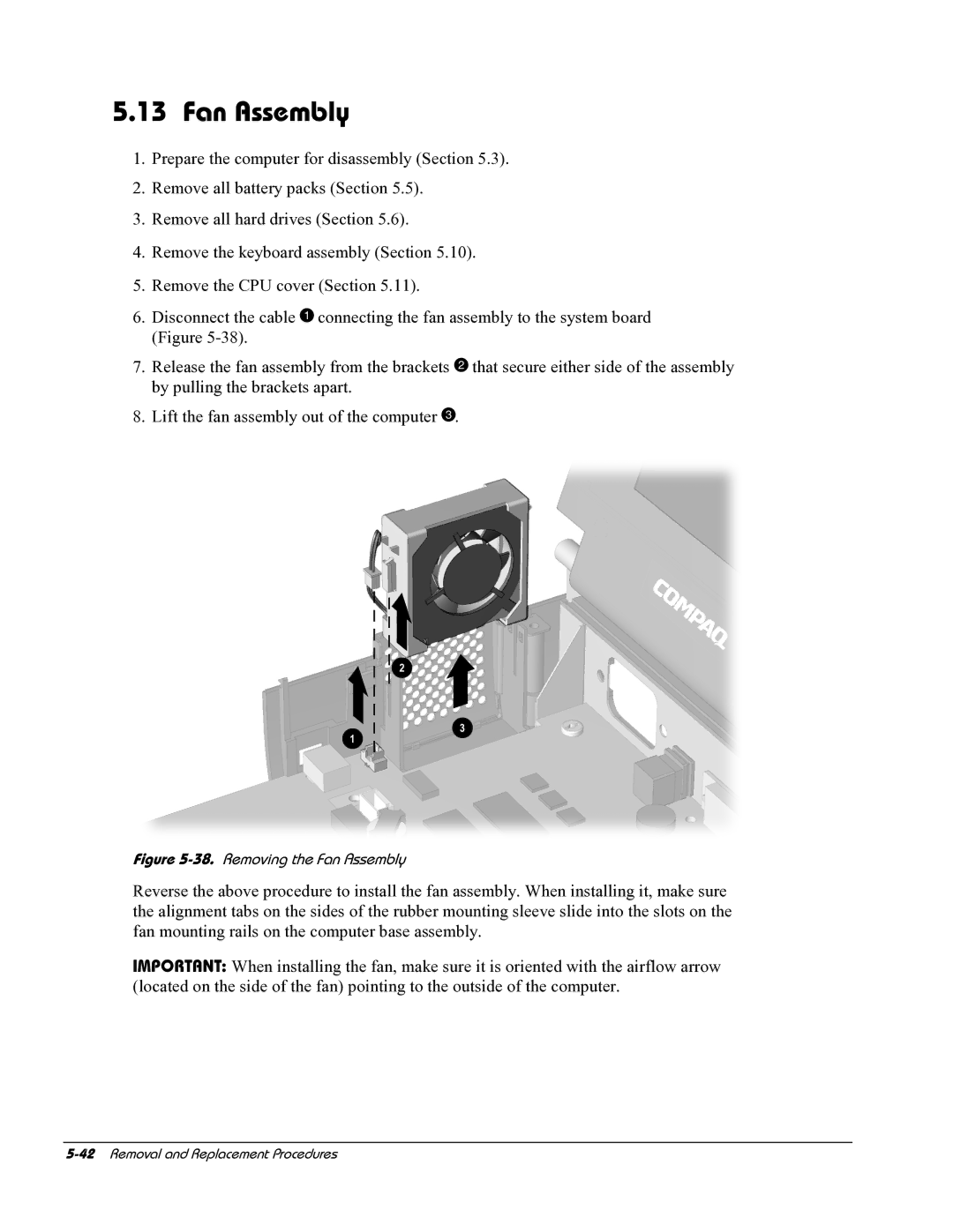 HP E700 manual Removing the Fan Assembly 