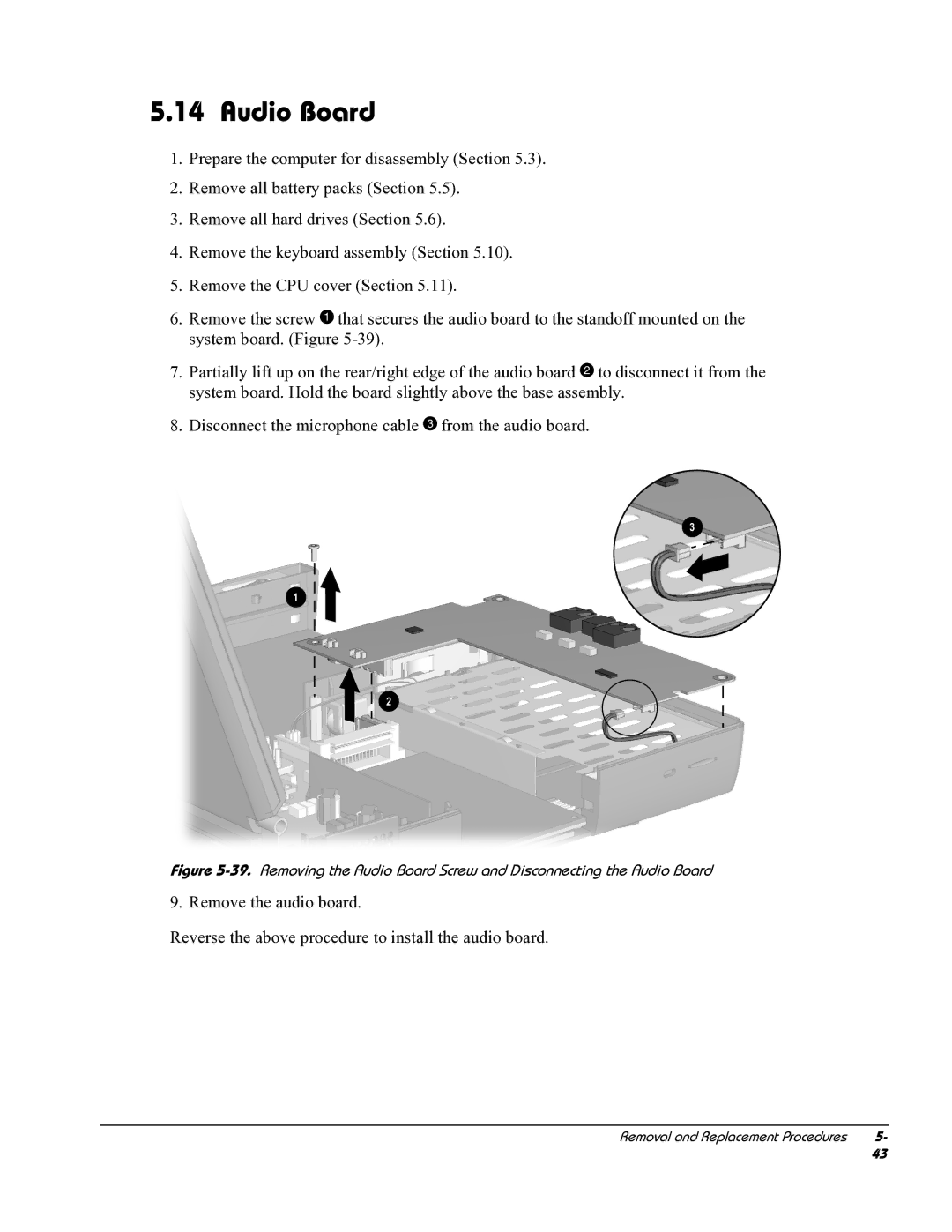 HP E700 manual Audio Board 