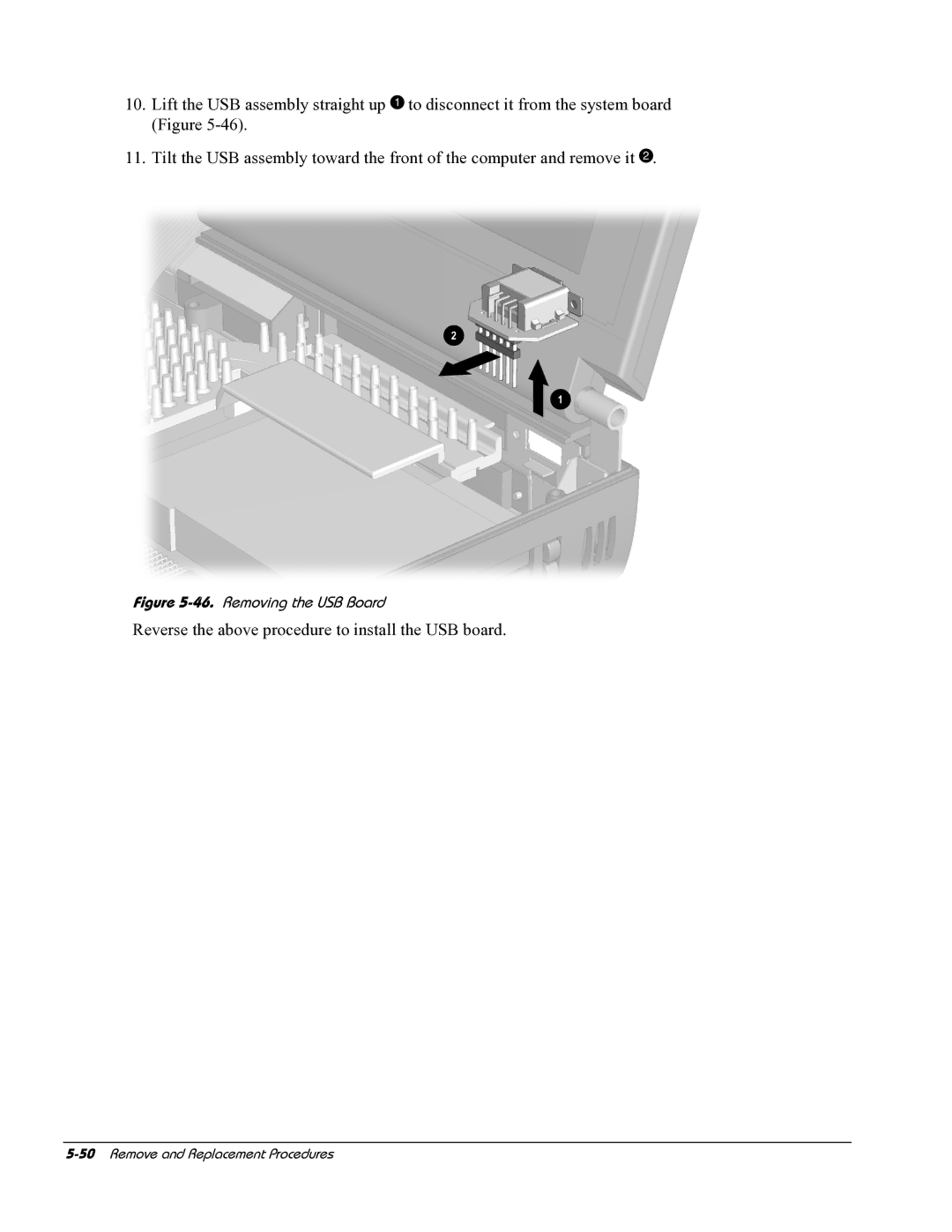 HP E700 manual Reverse the above procedure to install the USB board 