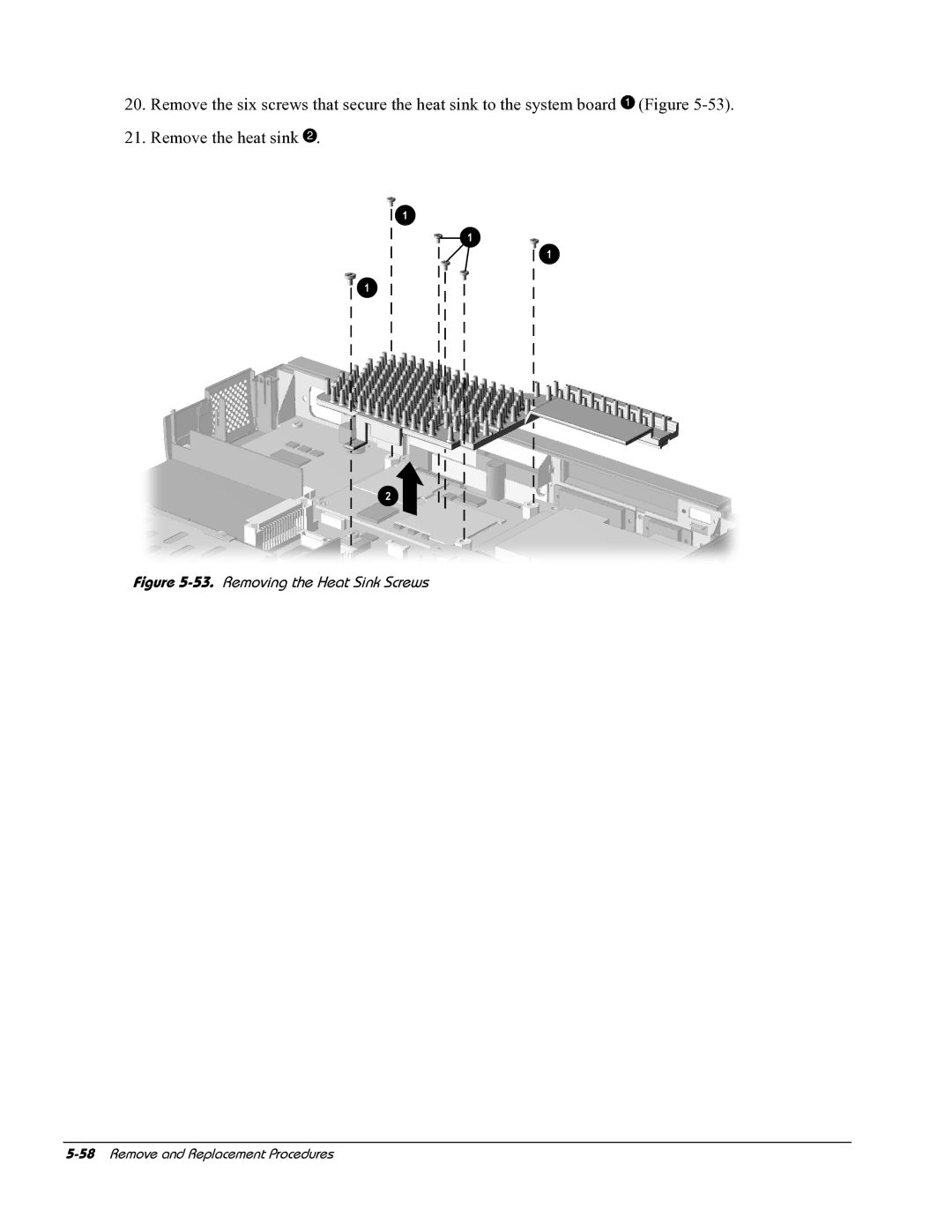 HP E700 manual Removing the Heat Sink Screws 