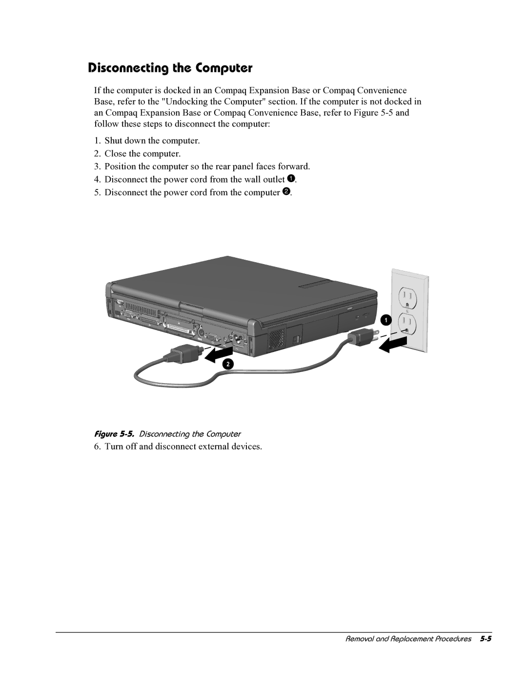 HP E700 manual Disconnecting the Computer 