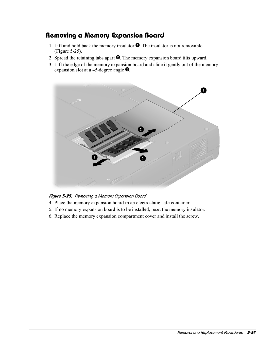 HP E700 manual Removing a Memory Expansion Board 