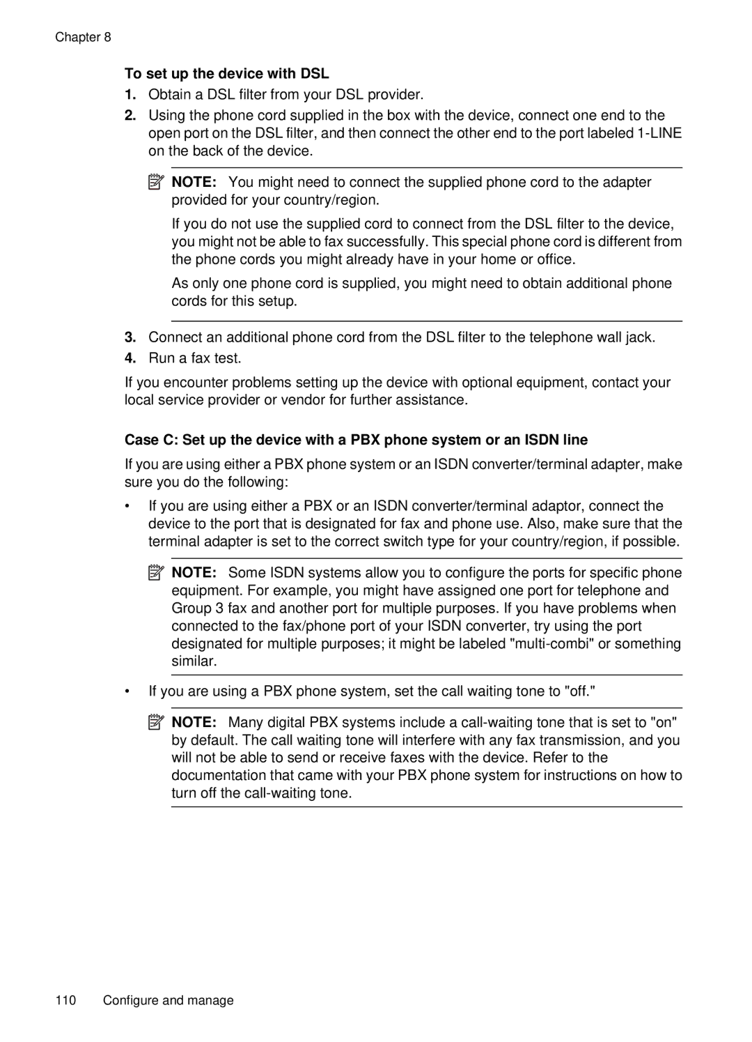 HP E709, 6500 manual To set up the device with DSL 