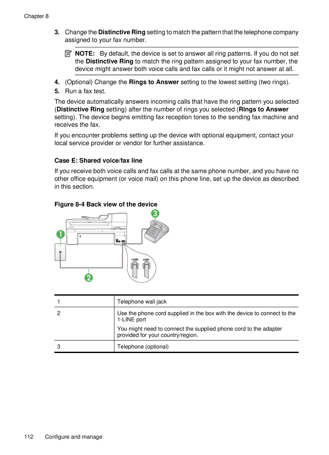 HP E709, 6500 manual Case E Shared voice/fax line 