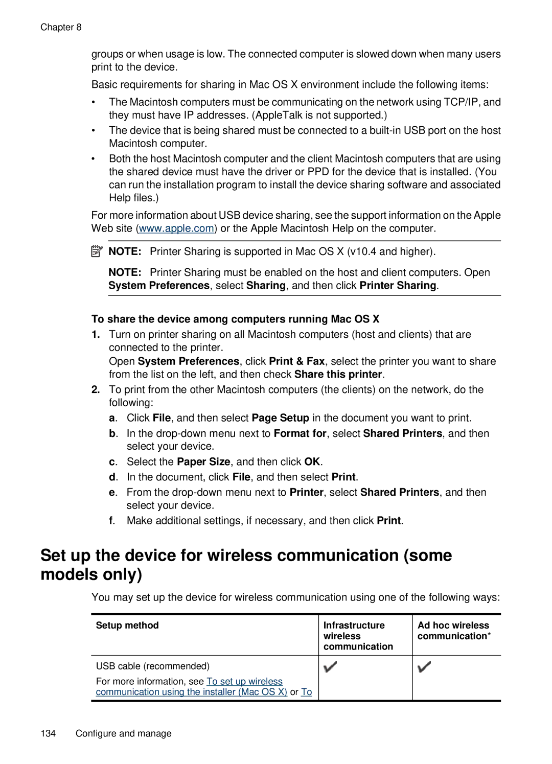 HP E709, 6500 manual To share the device among computers running Mac OS, Communication using the installer Mac OS X or To 