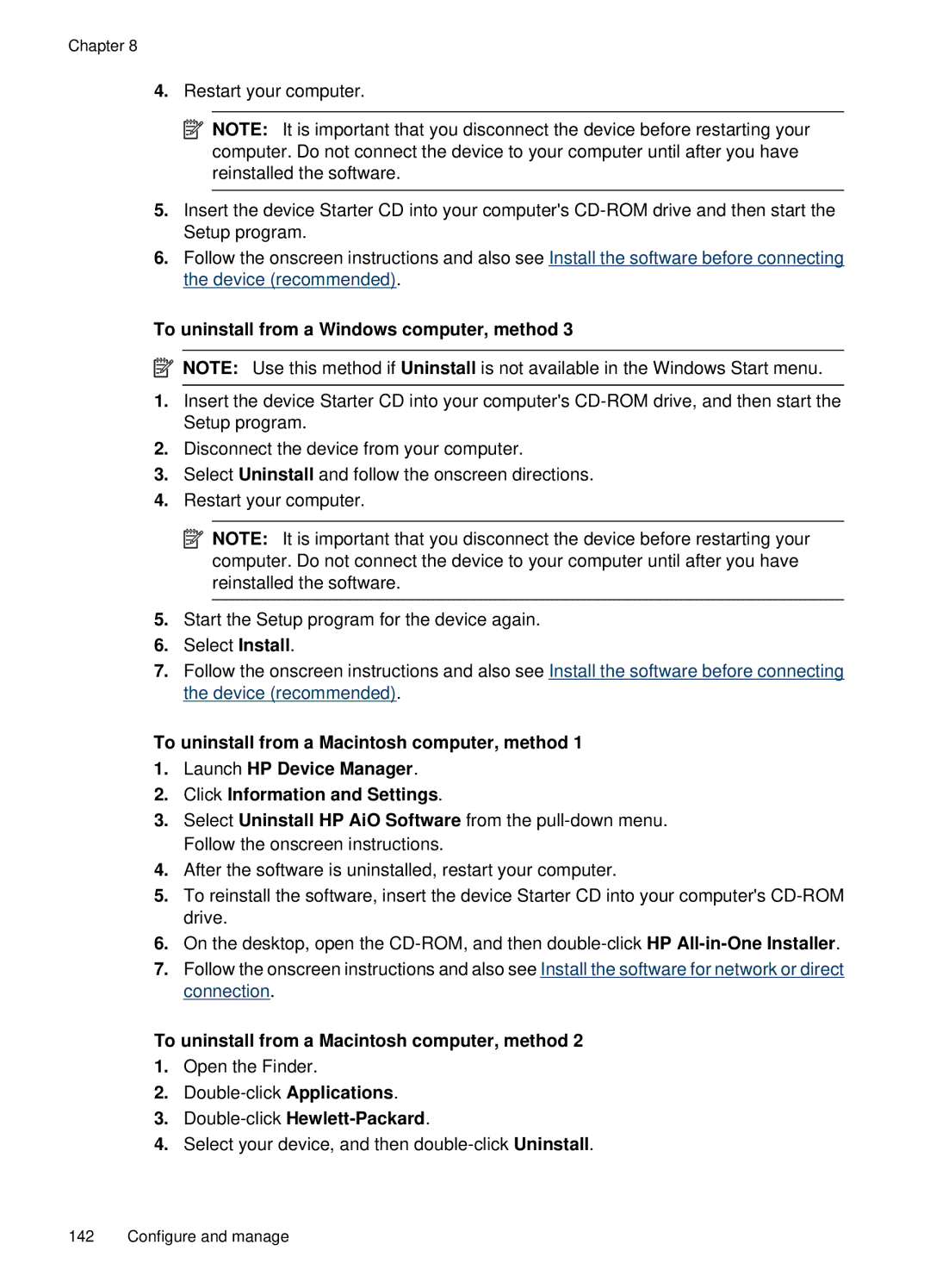 HP E709, 6500 manual To uninstall from a Macintosh computer, method, Double-clickHewlett-Packard 