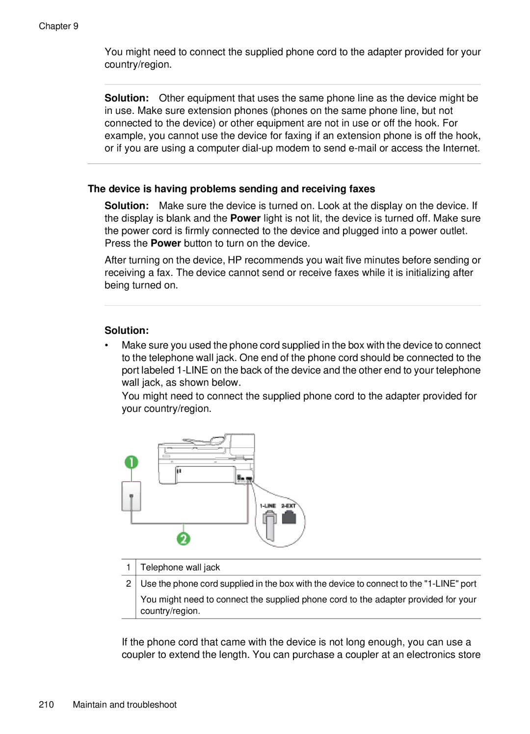 HP E709, 6500 manual Device is having problems sending and receiving faxes 