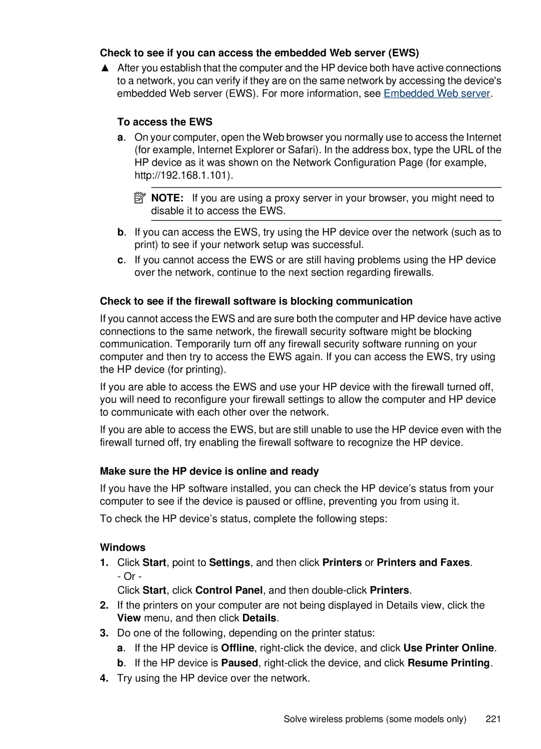 HP 6500, E709 manual Check to see if you can access the embedded Web server EWS, To access the EWS 